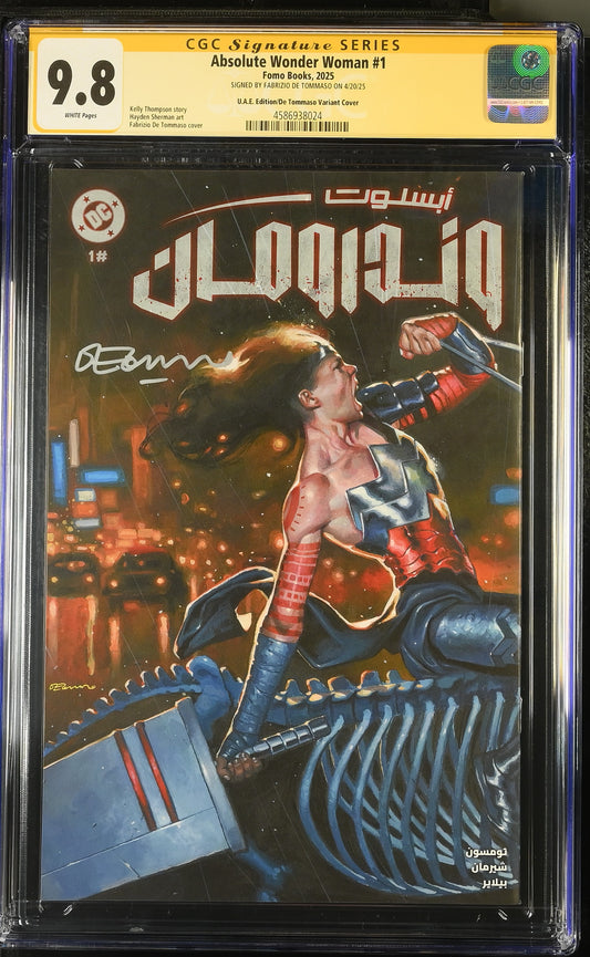 Absolute Wonder Woman #1 – CGC 9.8 Signature Series UAE Exclusive De Tommaso Variant | Signed | FOMO Books