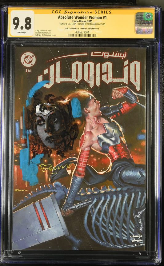 Absolute Wonder Woman #1 – CGC 9.8 Signature Series | UAE De Tommaso Variant | Signed & Sketched | FOMO Books Exclusive