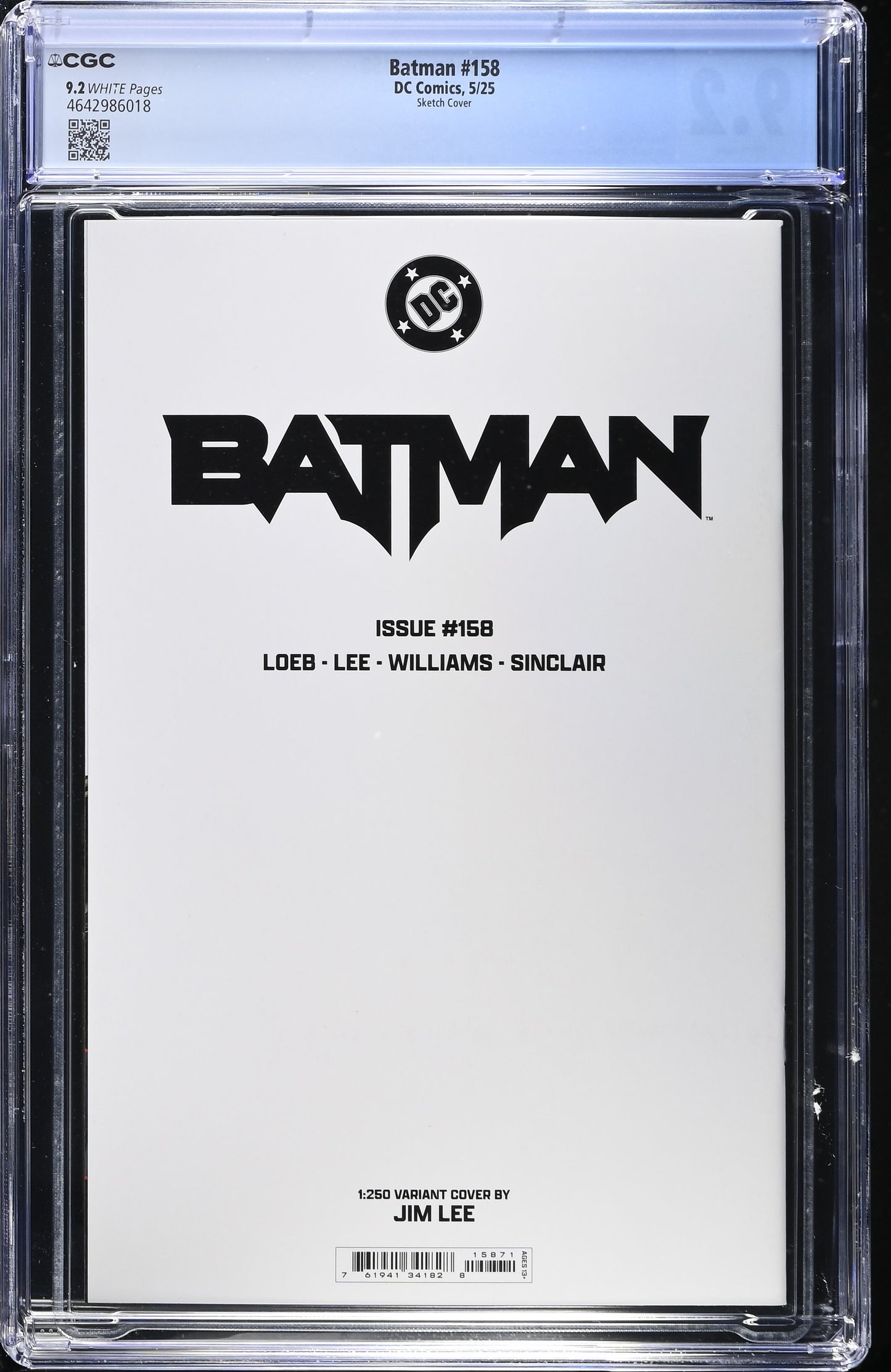 Batman #158 – Jim Lee Sketch Cover CGC 9.2