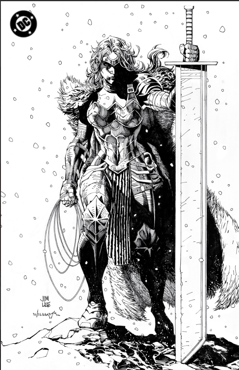 ABSOLUTE WONDER WOMAN #1 CVR H INC 1:100 JIM LEE BLACK & WHITE VIRGIN CARD STOCK VAR - ARABIC VERSION