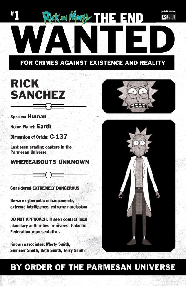 Rick and Morty: The End #1 Cover E 1:10 Philip Murphy Most Wanted Variant