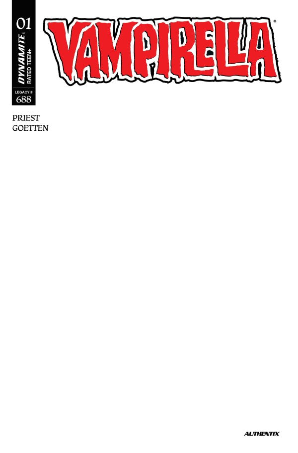 Vampirella #1 Cover F Blank Authentix Variant