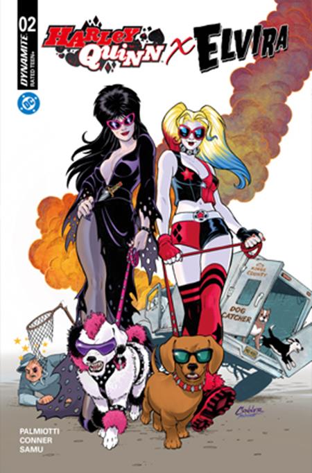 HARLEY QUINN X ELVIRA #2 CVR E AMANDA CONNER DOGS FOIL VAR