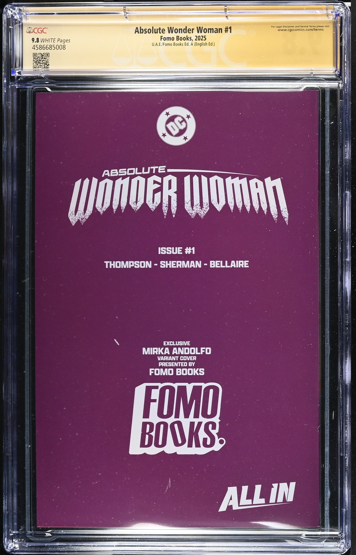 Absolute Wonder Woman #1 – CGC 9.8 Signature Series  UAE Exclusive Mirka Andolfo Variant | Signed | FOMO Books