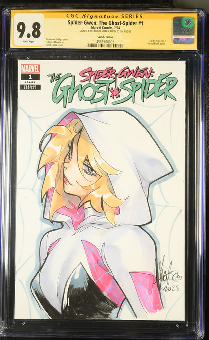 Spider-Gwen: The Ghost-Spider #1 – CGC 9.8 Signature Series  Mirka Andolfo Original Sketch Cover | Marvel Comics