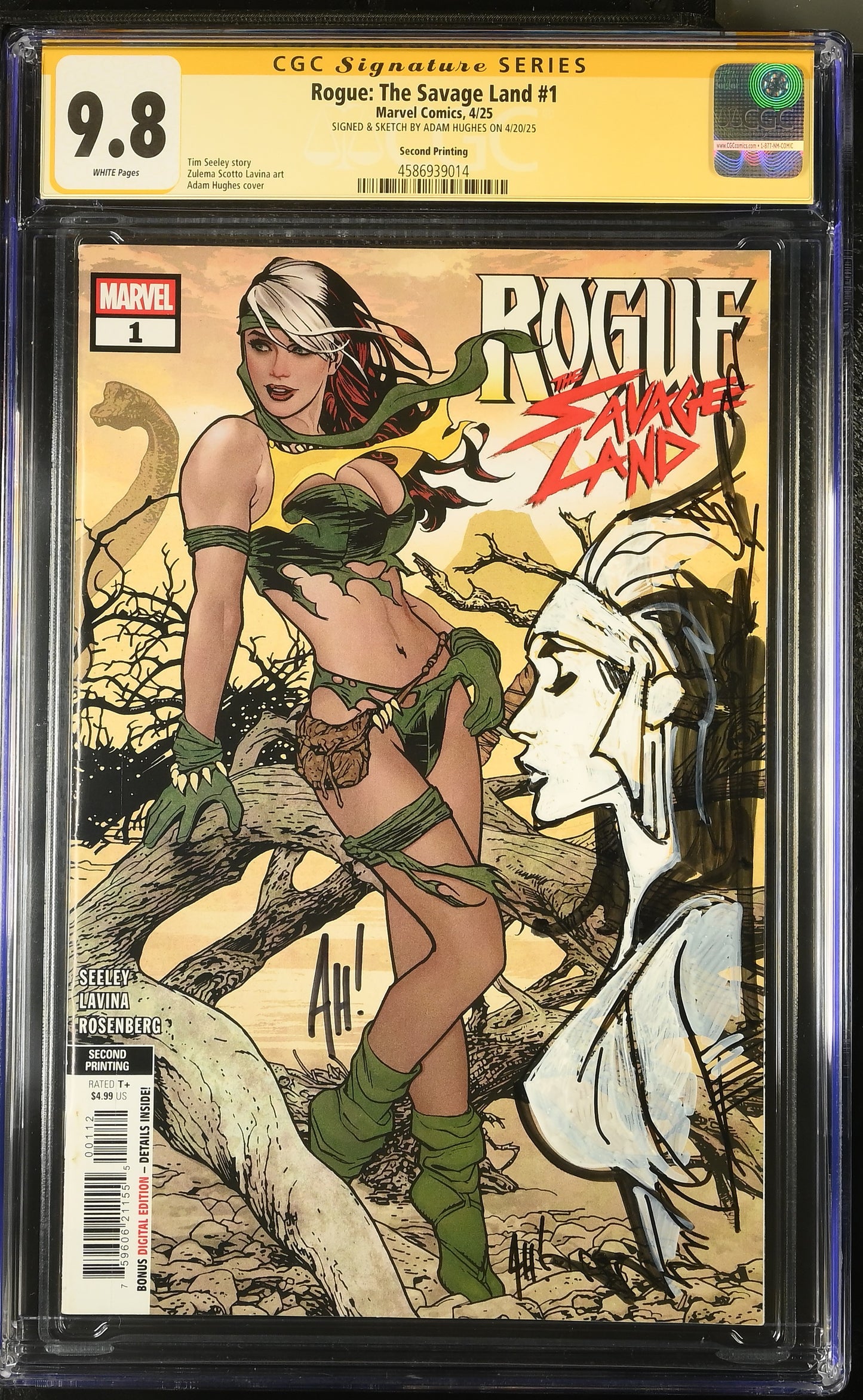 Rogue: The Savage Land #1 CGC 9.8 SS – Adam Hughes Signed & Sketch Edition (Marvel, 2025)