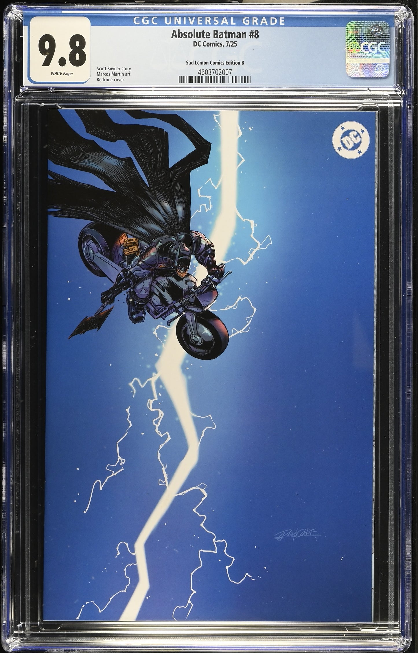 Absolute Batman #8 CGC 9.8 – Sad Lemon Comics Exclusive Redcode Variant | DC Comics