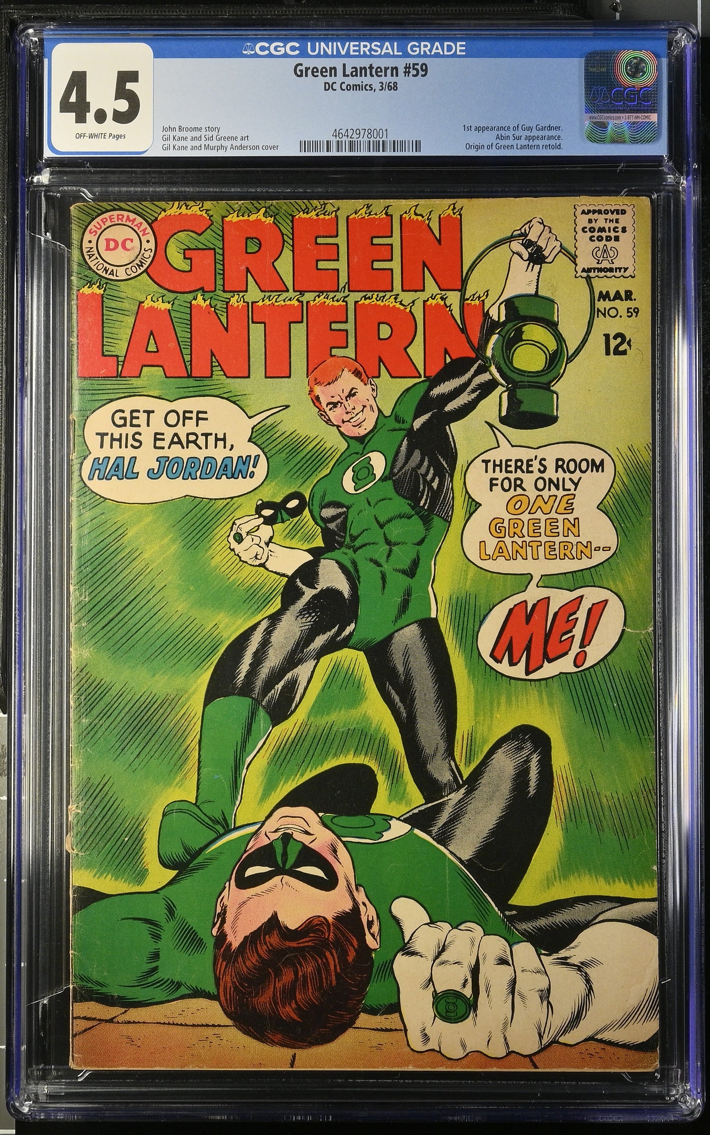Green Lantern #59 – CGC 4.5 Off-White Pages | First Appearance of Guy Gardner | March 1968