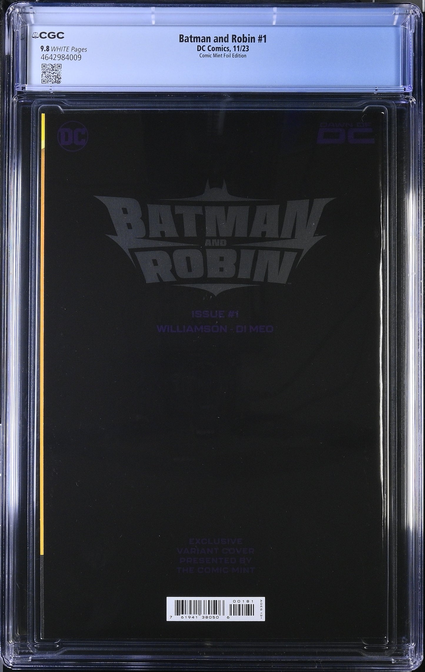 Batman and Robin #1 – CGC 9.8 White Pages – Comic Mint Foil Edition – Simone Di Meo Art (DC Comics, Nov 2023)