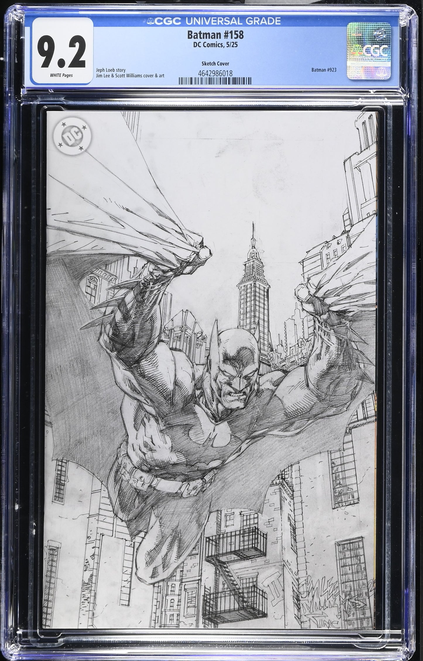Batman #158 – Jim Lee Sketch Cover CGC 9.2