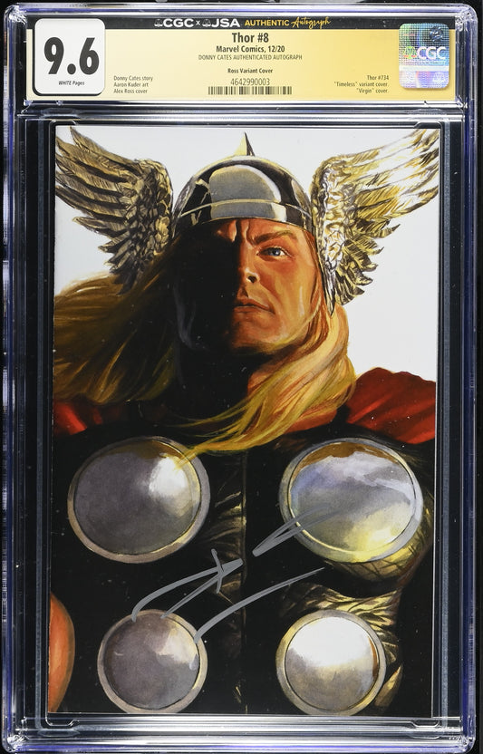 Thor #8 – CGC x JSA 9.6 White Pages | Alex Ross “Timeless” Virgin Variant | Donny Cates Signed | Marvel Comics 2020
