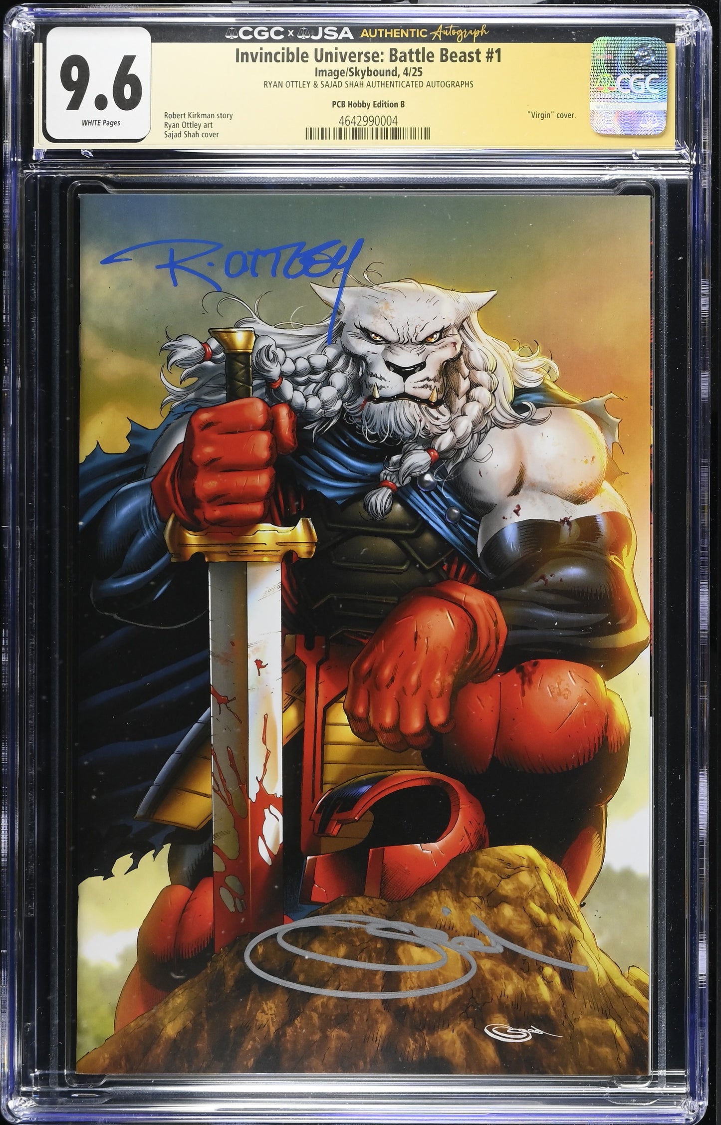 nvincible Universe: Battle Beast #1 – CGC 9.6 Virgin Variant | Dual Signed Ottley & Shah | CGCxJSA (Pop 1)