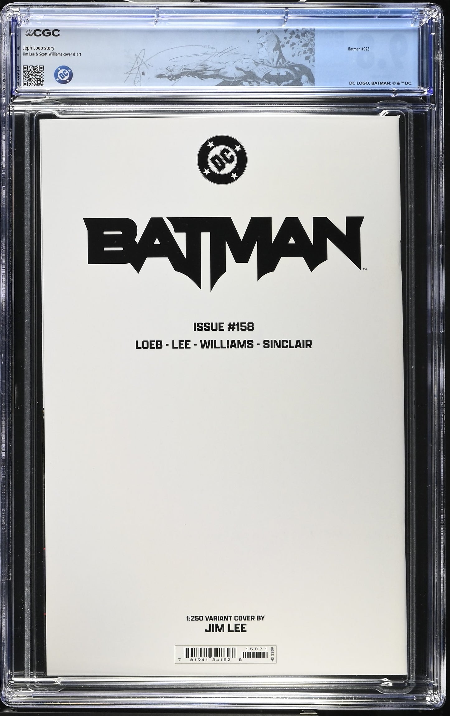 Batman #158 (2025) Sketch Cover CGC 9.8 Jim Lee & Scott Williams – Jeph Loeb Story