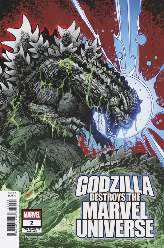 Godzilla Destroys the Marvel Universe #2 Jeff Zornow Fan Favorite Variant