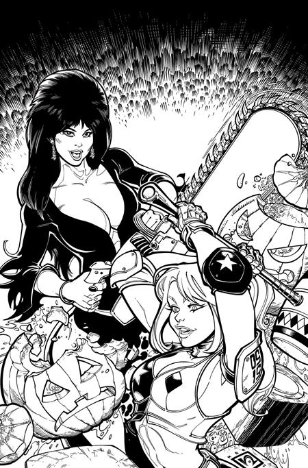 HARLEY QUINN X ELVIRA #1 CVR Q INC 1:15 CHAD HARDIN LINE ART VIRGIN VAR