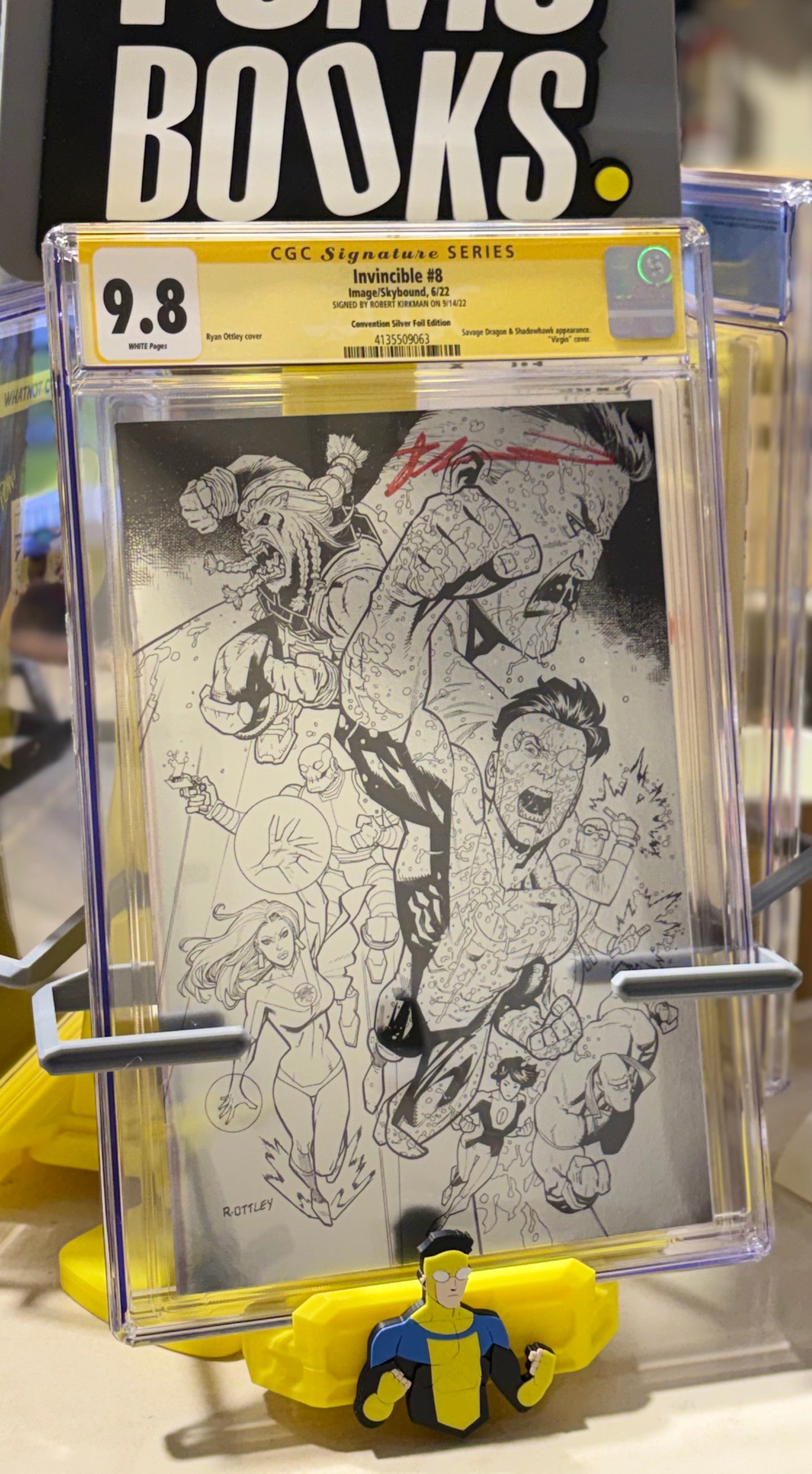 Invincible #8 Convention Silver Foil Edition CGC 9.8 Signature Series (Virgin Cover, Signed by Robert Kirkman, Ryan Ottley)