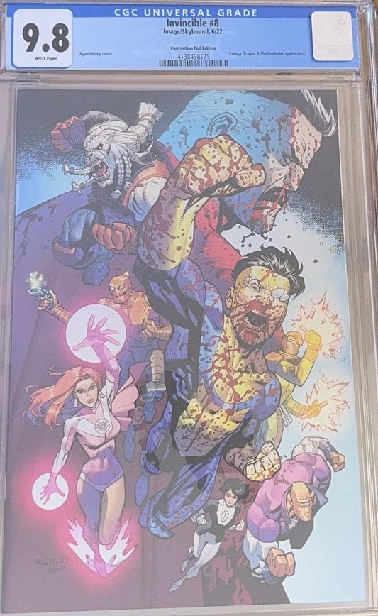 Invincible #8 Convention Foil Edition CGC 9.8 (Ryan Ottley Cover, Savage Dragon & Shadowhawk Appearance)