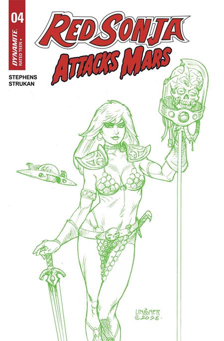 RED SONJA ATTACKS MARS #4 (OF 4) CVR K INC 1:7 JOSEPH MICHEAL LINSNER MARTIAN GREEN LINE ART VAR