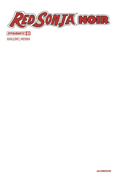 RED SONJA NOIR #1 (ONE SHOT) CVR D BLANK AUTHENTIX VAR