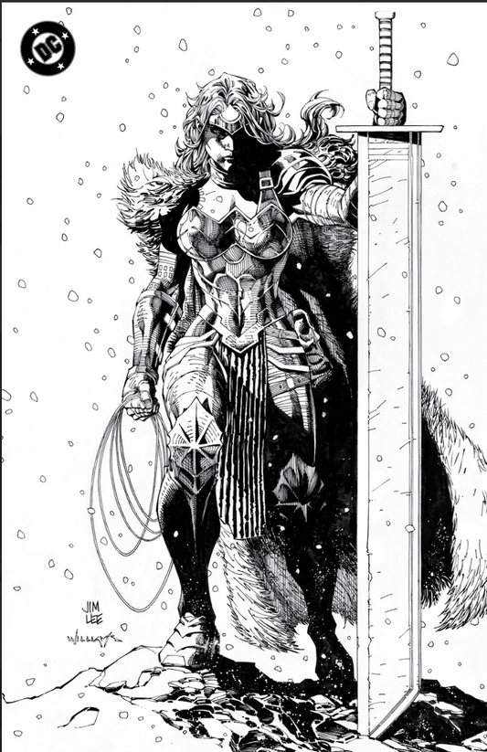 ABSOLUTE WONDER WOMAN #1 CVR H INC 1:100 JIM LEE BLACK & WHITE VIRGIN CARD STOCK VAR - ARABIC VERSION