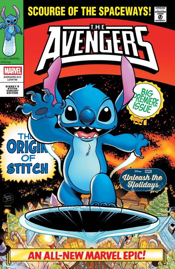 The Avengers #33 Luciano Vecchio Disney Stitch Unleash the Holidays Variant