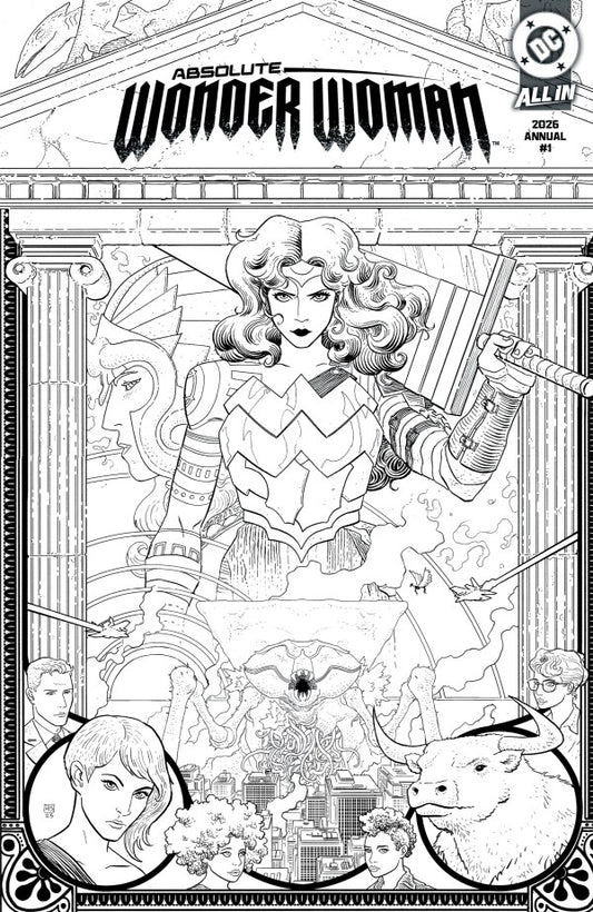 Absolute Wonder Woman 2026 Annual #1 2nd Printing Hayden Sherman Black & White Wraparound Variant