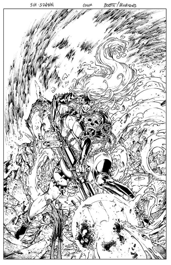 She-Spawn #1 Cover E Brett Booth Black & White Virgin Variant